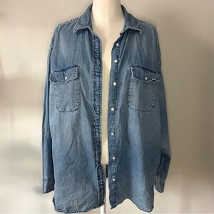 Aerie Denim Blue Jean Jacket Button‑Front Classic Casual Women’s Size M